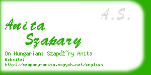 anita szapary business card